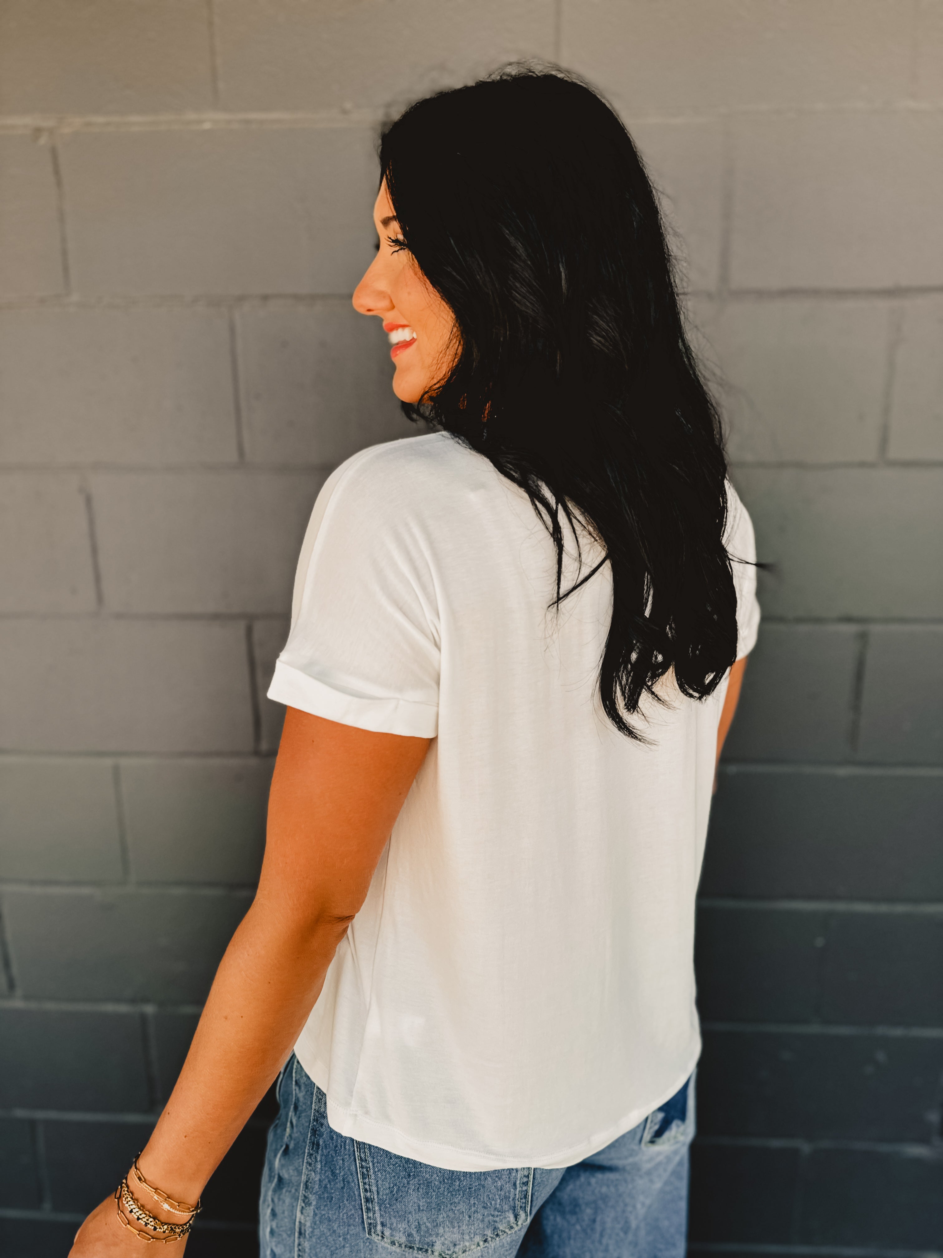 Ultra Soft Rolled Sleeve Tee - White