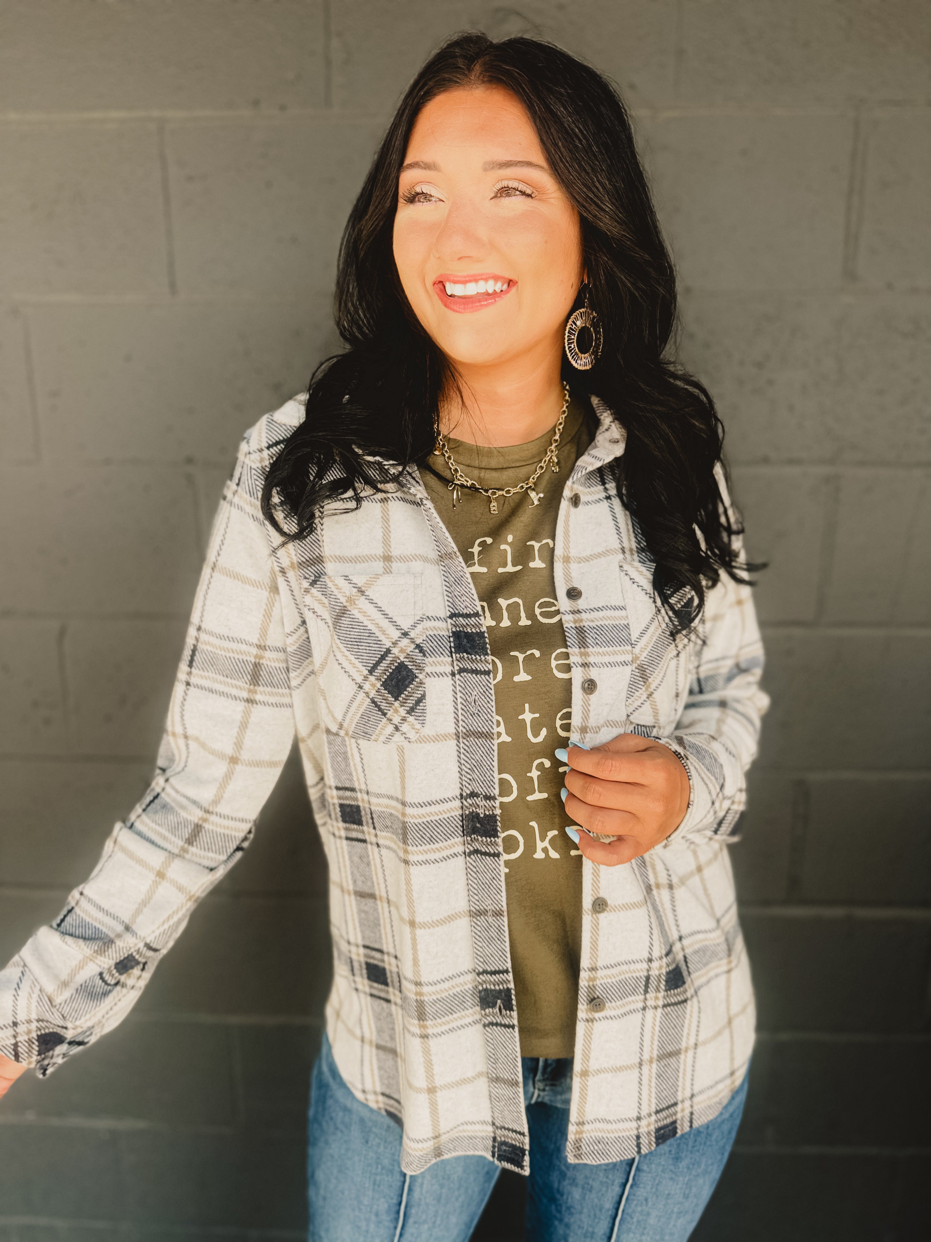 Plaid Button Up Flannel - Black Multi