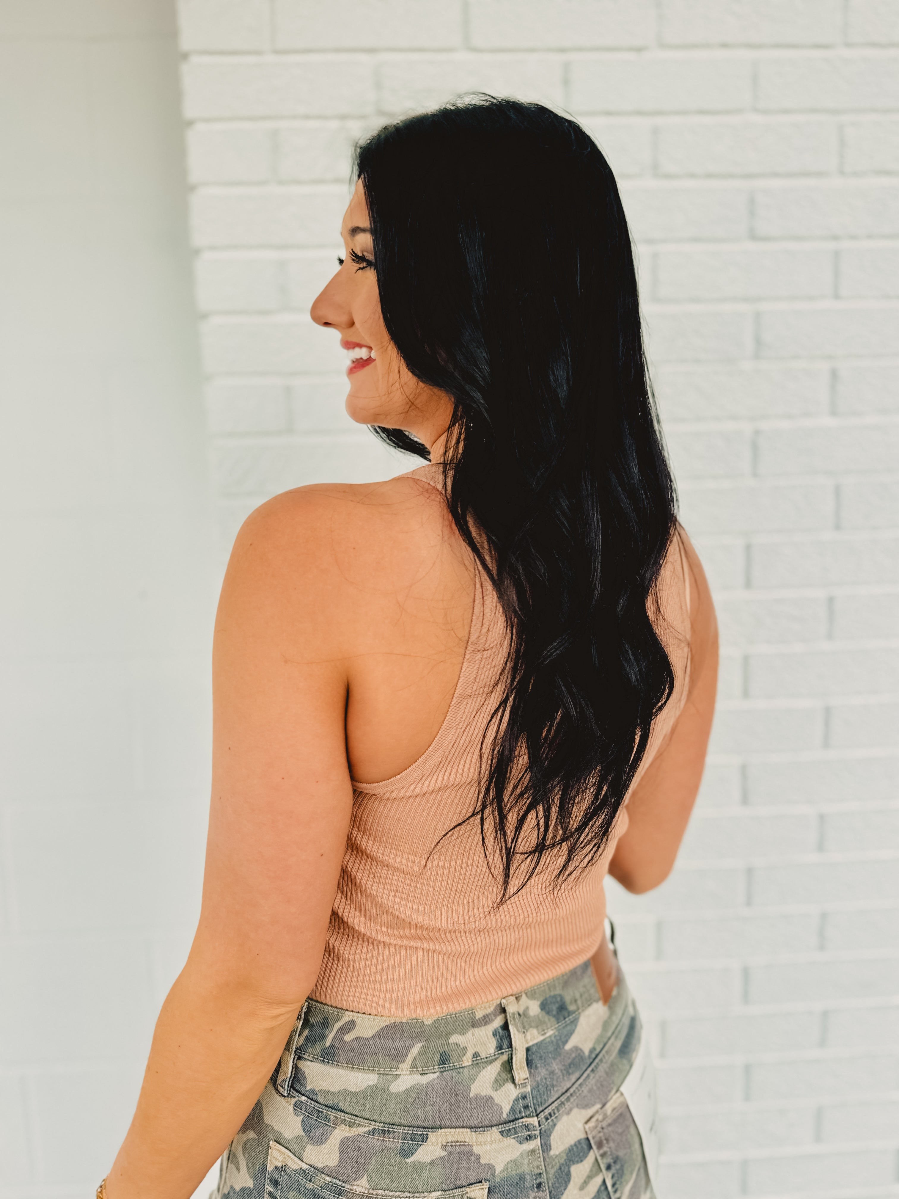 Ribbed Scoop Neck Knit Tank - Rum