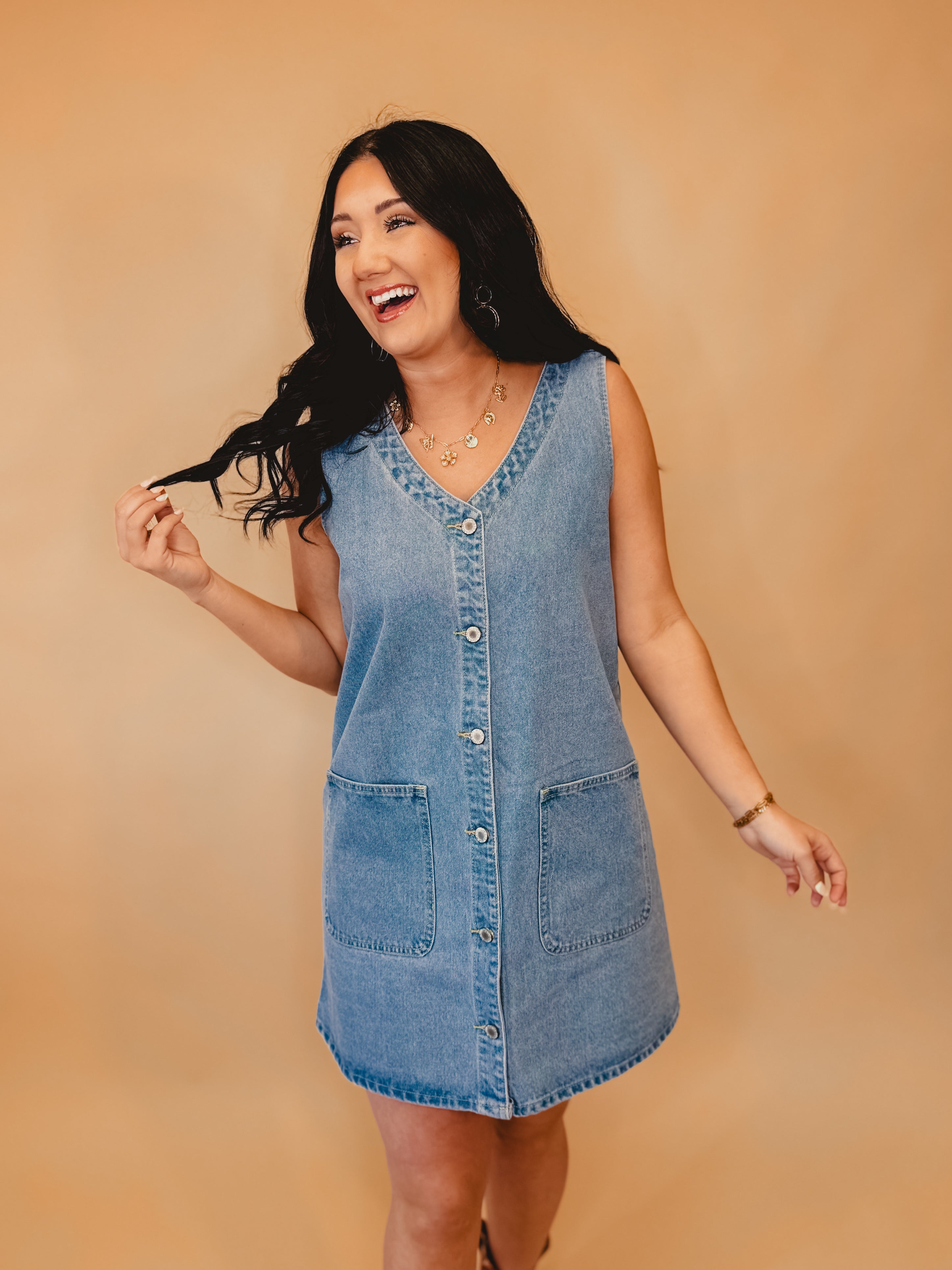Button-Up Denim Mini Dress
