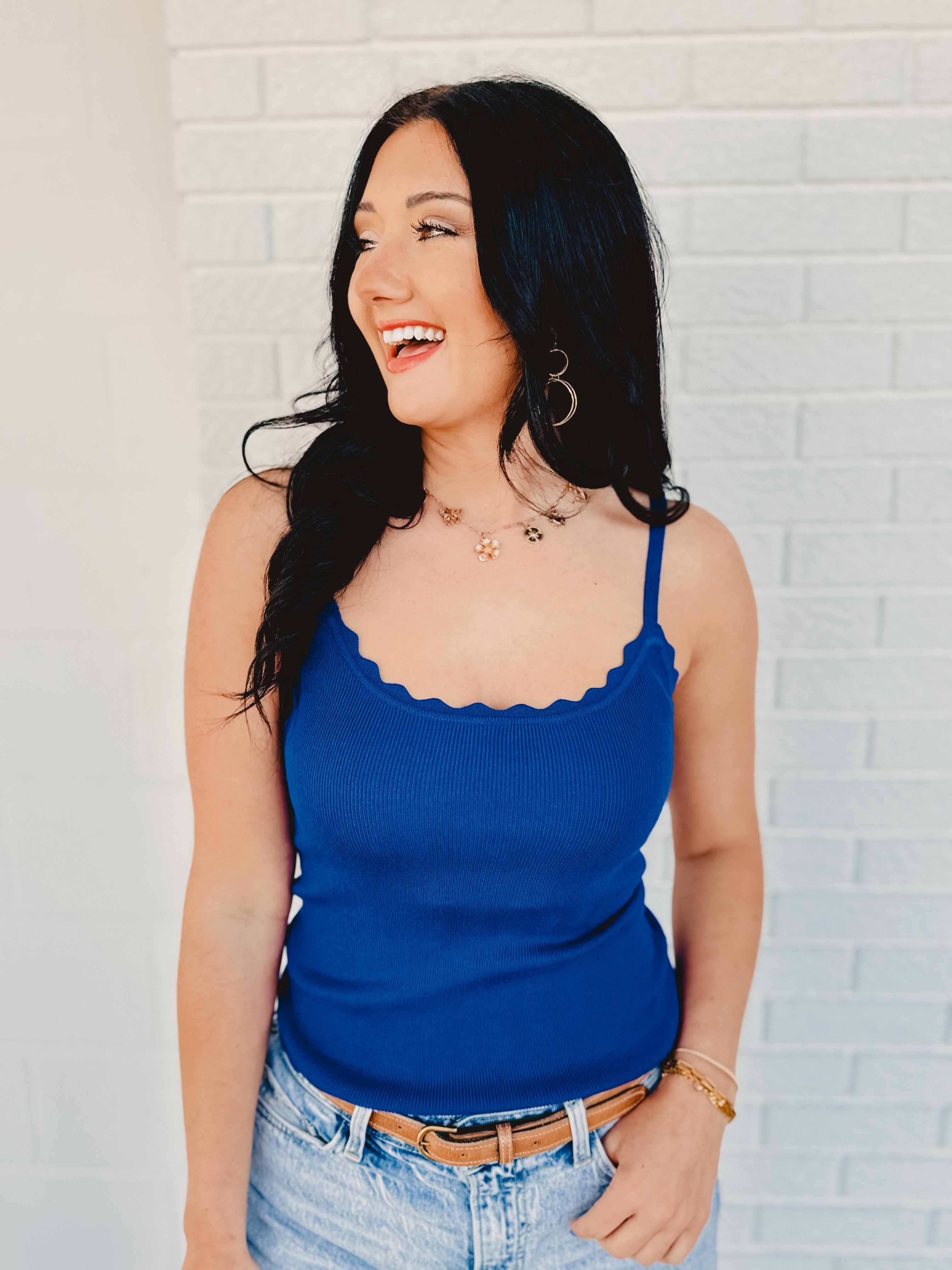 Scalloped Cami Top - Royal Blue