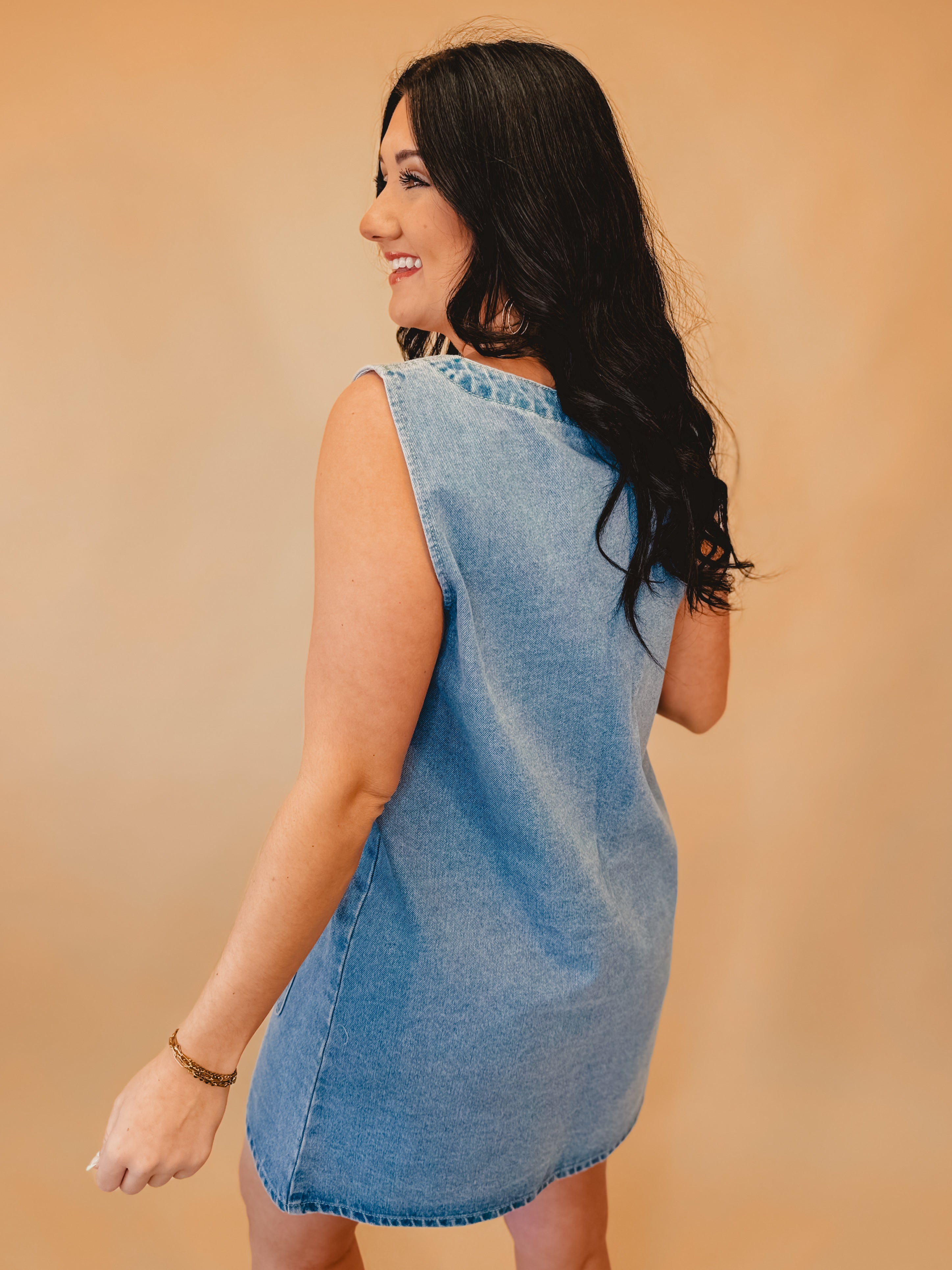 Button-Up Denim Mini Dress